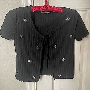 Ribbed Cropped Tie Top